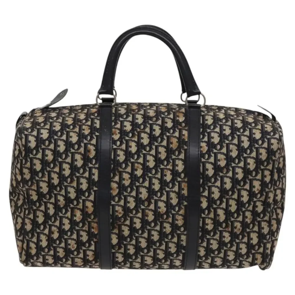DIOR Trotter Canvas Mini Boston Bag Navy Silver